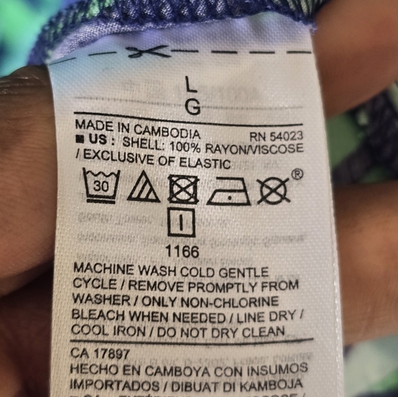 Old Navy Floral Slip Dress Midi Sz L Women Green Blue Palm Leaf Tropical Coastal - Picture 9 of 13